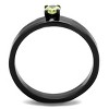 Slickblue Women’s Double Ring, Black, Apple Green CZ Center, Clear Accent, IP Stainless Steel, Sizes 5-10 - 3 of 4