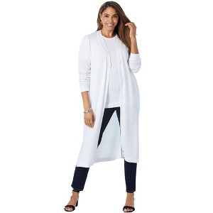 Jessica London Women's Plus Size Fine Gauge Duster Cardigan - 1 of 4