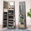 Tangkula 360° Rotating Mirrored Jewelry Cabinet Armoire 3 Color LED Modes Lockable - 3 of 4
