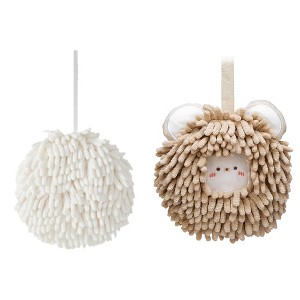 REGALWOVEN 2 Pcs Comfortable Soft Absorbent Chenille Ball Fuzzy Hand Towels - 1 of 4