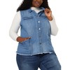 Agnes Orinda Women's Plus Size Button-Down Flat Lepel Denim Sleeveless Raw Hem Vests - 2 of 4