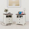 Vipbear Farmhouse Nightstand with Charging Station 18" Rustic End Table - 3 of 4