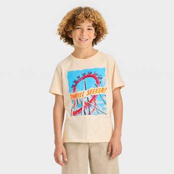 Boys' Short Sleeve 'Thrill Seeker' Graphic T-Shirt - Cat & Jack™ Beige
