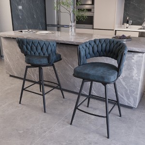 TiramisuBest Set of 2,28" Counter Bar Stools, Modern PU Leather Upholstered Chairs with Metal Frame & Footrest for Kitchen Island & Dining(Black) - 1 of 4