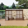 Mondawe 10x12FT Lean to Sunroom Wall Mounted Solarium with Sloping Polycarbonate Roof, Detachable Screens and 2 Lockable Sliding Doors - 2 of 4