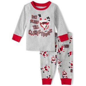 The Children's Place Baby Christmas Glow In The Dark Long Sleeve Santa Dancing Snug Fit Cotton Pajamas - 1 of 4