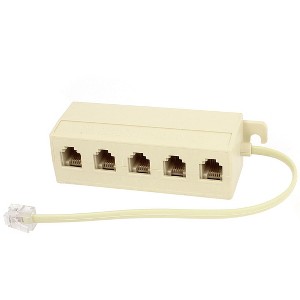 Unique Bargains Beige RJ11 6P4C 1 Male to 5 Female Telephone Line Splitter Connector - 1 of 3