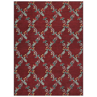 COZONY Modern Foldable Runner Rug, Washable Non-Slip Low Pile Floor Mat, Soft Non-Shedding Carpet for Living Room Bedroom Christmas Indoor Decor