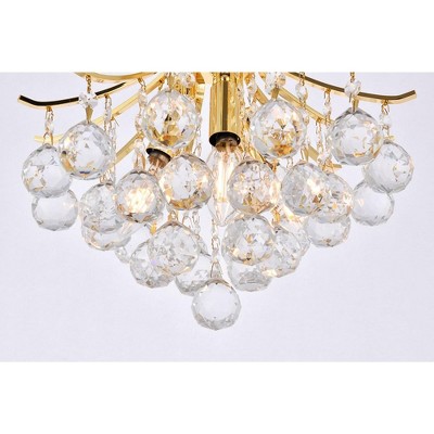 Gold and Crystal 12" Flush Mount Light with Royal Cut Crystals
