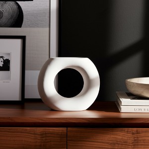 Sagebrook Home 5" Vase Contemporary Abstract Donut Cut-Out Vase Decorative Home or Office - 1 of 4