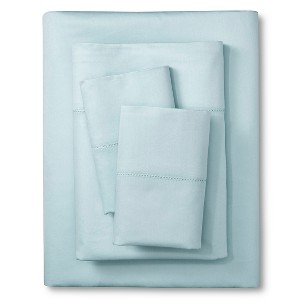 Elite Home 400 Thread Count Hemstitch Solid Sheet Set - Light Blue (King), Lite Blue