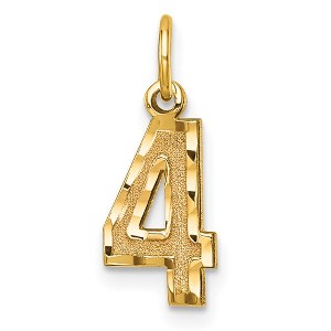 Black Bow Jewelry 14k Yellow Gold, Varsity Collection, Small D/C Pendant Number 4 - 1 of 4