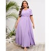 Women's Plus Size V-Neck Swing Dress – Elegant Crossover Hem & Side Slit Detail for Casual & Dressy Occasions - 2 of 4