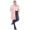Plus Hooded Open Front High Pile Fleece Coat - White Mark - 3 of 4