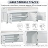 Kumasinova Rustic 3 Shutter-shaped Doors Storage Ottoman, Storage Bench with Adjustable Shelf, Entryway Bench, Shoe Bench with Removable Cushion - 2 of 4