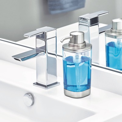 Clear and Brushed Nickel Refillable Liquid Soap Dispenser