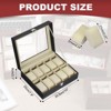 Unique Bargains PU Leather Glass Cover Wooden Watch Storage Box - 2 of 4