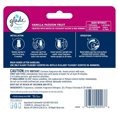 Glade PlugIns Scented Oil Air Freshener - Vanilla Passion Fruit Refill - 3.35oz/5pk