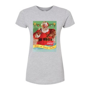 Women's - Coca-Cola - Sip Of Good Taste Vintage Coca Cola Santa Fitted Graphic T-Shirt - 1 of 3