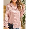 Leopard Stain Button Down Shirts for Women Roll Up Long Sleeve V Neck Casual Work Shirts - 2 of 4