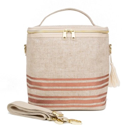 SoYoung Linen Rose Gold Horizontal Stripe Lunch Poche