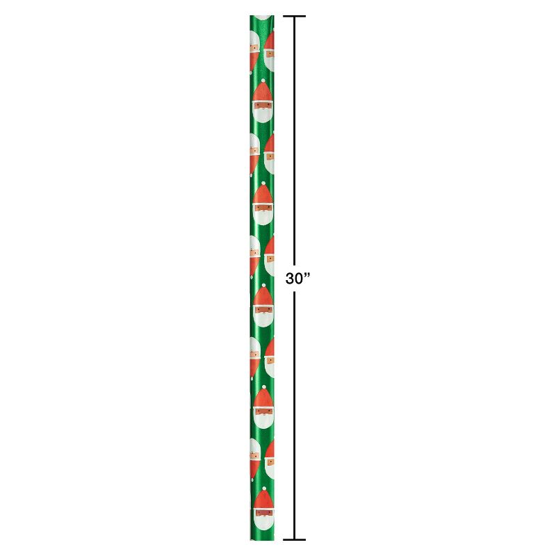 20 sq ft Santa Faces Foil Christmas Wrapping Paper, 6 of 7