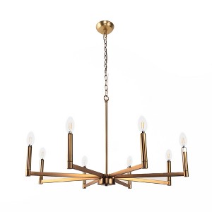 DORESshop 8-Light Gold Candle Pendant Light with Farmhouse and Industrial Flair for Dining Room, Kitchen Island, or Foyer - 1 of 4