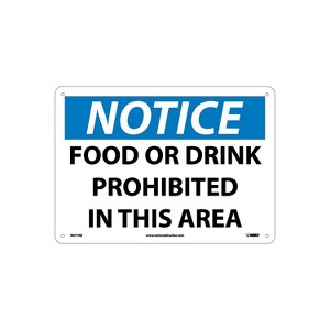 National Marker Notice Signs; Food Or Drink Prohibited In This Area 10X14 .040 Aluminum N277AB - 1 of 1