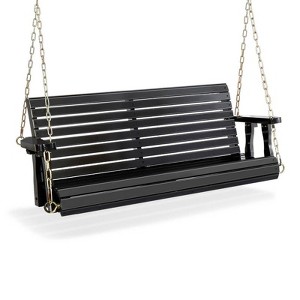Karl Home | 4ft 2-Personn Black Outdoor Fir Wood Hanging Porch Swing - 1 of 4