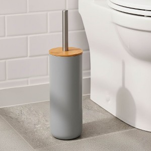 Evideco French Home Goods Modern Toilet Brush and Holder Set with Bamboo Lid - 1 of 4