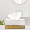 AuldHome Design Tissue Box Cover (Enamel/Mango Wood); Minimalist Scandinavian Decor White Tissue Holder - 2 of 4