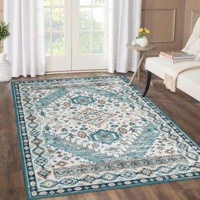 Acekool Rug - Machine Washable Non-Slip Low Pile Indoor Carpet for Bedroom & Living Room