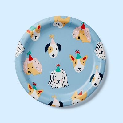 10ct Dog Print Snack Plates Blue - Spritz&#8482;