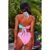 Sweet Like Candy 'Bubblegum' Contrast Crossover Halter Crystal Bikini Top Bubblegum Extra Small - 3 of 4