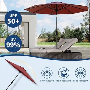 10Ft Patio Umbrella - 8 Sturdy Ribs Outdoor Table Umbrella with Crank Lift & Push Button Tilt - 1 of 4