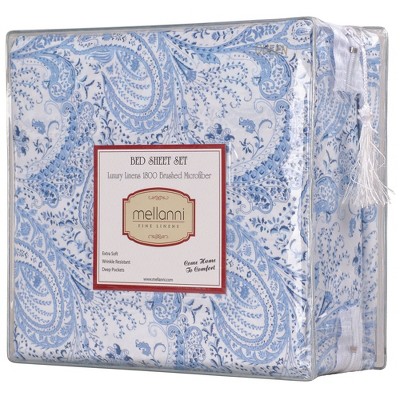 Twin Paisley Blue Microfiber Deep Pocket Sheet Set