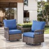 POCASSY High Back Outdoor Swivel Rocker Set of 2, Brown Wicker Furniture Swivel Chair with 5-Inch Wide Armrest and Thick Cushion for Porch - 2 of 4