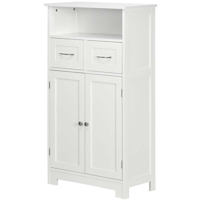 kleankin Bathroom Storage Cabinet Freestanding Cupboard Organizer with Two Drawers and Adjustable Shelf for Living Room, Bedroom or Entryway, 4 of 7