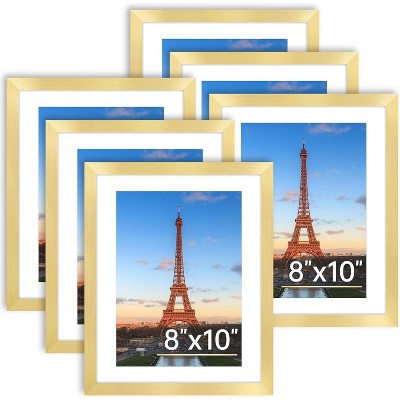 Attop 8x10 Picture Frame Bulk-6 Pack, Gold Picture Frames Collage Wall Decor, Wall & Tabletop Picture Frames, Photo Frame with HD Plexiglass