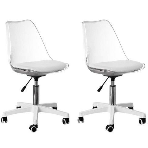 Fabulaxe Clear Acrylic Desk Chair Armless Office Chair Height Adjustable Rolling Chair Perfect For Home Office Or Vanity With Swivel Function Target