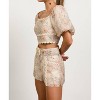 Women's Paisley Puff Sleeve Crop Top - SKIES ARE BLUE - 3 of 4