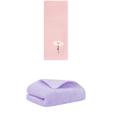 REGALWOVEN Bathroom Soft Absorbent Hand Towel 14" x 30"/13" x 30" 2 Pcs