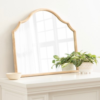 Leanna Natural Wood Scalloped Arched Wall Mirror