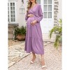 Maternity Dress Women's V-Neck Puff Sleeve Pleated Maternity Maxi Dress for Baby Shower or Casual Wear  lightgreenflower XL - 3 of 4