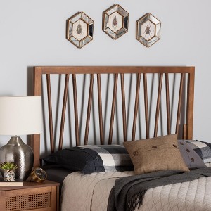 Baxton Studio Rahela Mid-Century Modern Ash Walnut Finished Wood Queen Size Headboard - 1 of 4