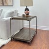 FONTOI End Table Metal Frame Wood End Table Modern Industrial Accent Table with Shelf for Living Room Decor and Bedroom, Brown, 27"*23"*24" - 2 of 4