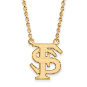 Black Bow Jewelry 14k Yellow Gold Plated Sterling Silver Florida State Seminoles NCAA Necklace 18 Inch - 1 of 4