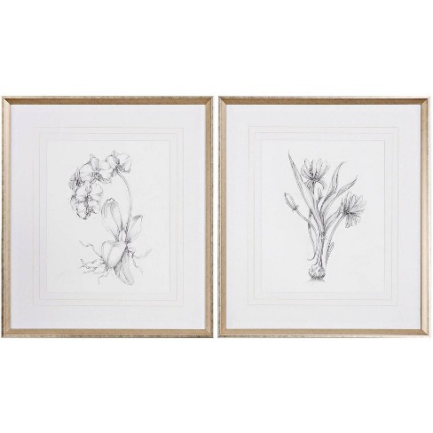 Uttermost Botanical Sketches 2-Piece 32" High Framed Wall Art Set - image 1 of 4