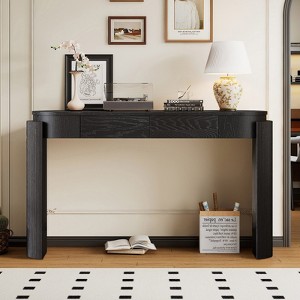 Bella Depot 55.1“ Entryway Console Table with Fluted Design, Oval Top and 2 Drawers for Entryway and Living Room - 1 of 4