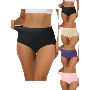 Allegra K Women's Elastic High-Waisted Breathable Unlined No-Show 5 Packs Hipster Underwear - 1 of 4